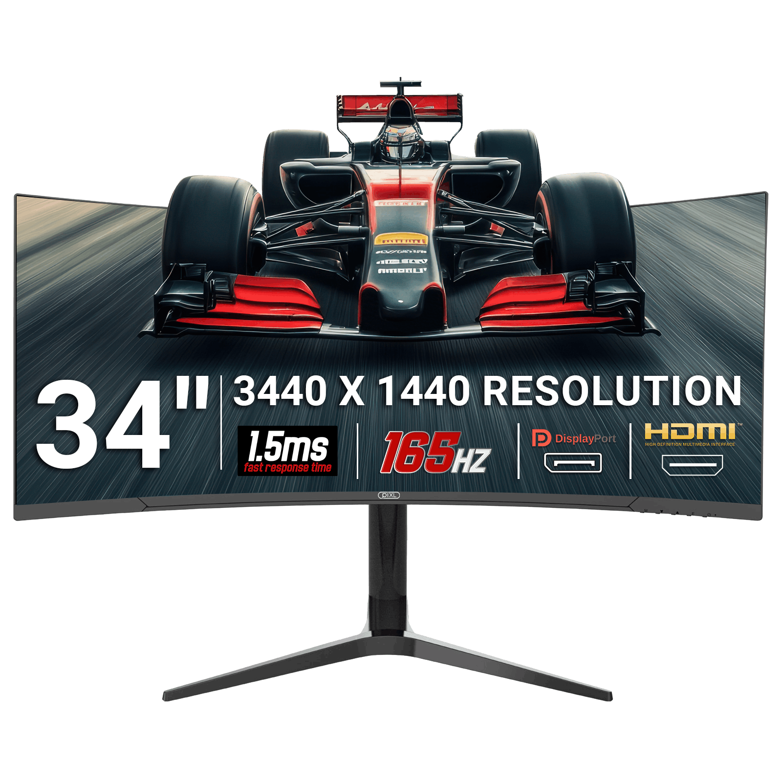 piXL CM34C7 34 Inch 165Hz UWQHD Quad HD Ultrawide Curved Gaming Monitor